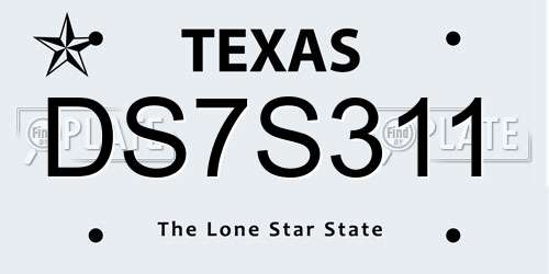 DS7S311 Texas License Plate
