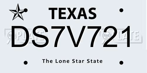 DS7V721 Texas License Plate