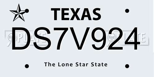 DS7V924 Texas License Plate