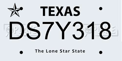 DS7Y318 Texas License Plate