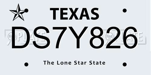 DS7Y826 Texas License Plate