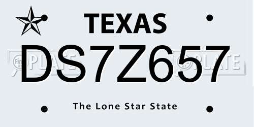 DS7Z657 Texas License Plate