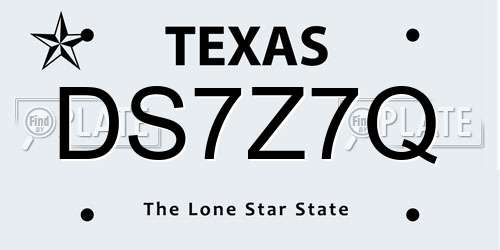 DS7Z7Q Texas License Plate