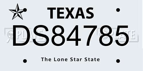 DS84785 Texas License Plate