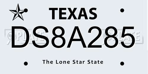 DS8A285 Texas License Plate