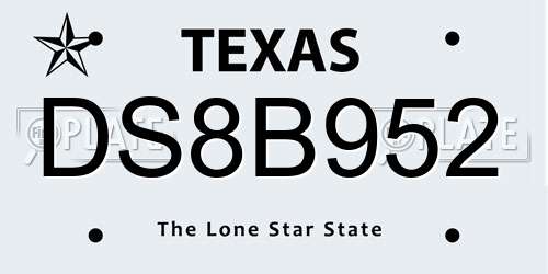 DS8B952 Texas License Plate