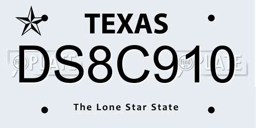 DS8C910 Texas License Plate