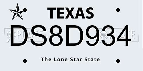 DS8D934 Texas License Plate