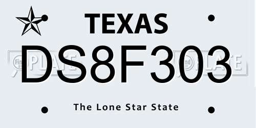 DS8F303 Texas License Plate