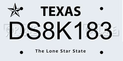 DS8K183 Texas License Plate