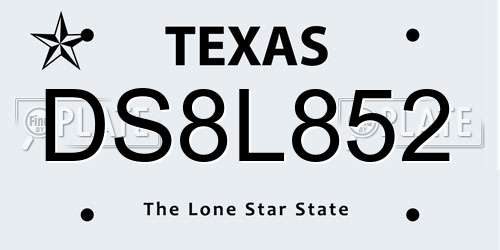 DS8L852 Texas License Plate