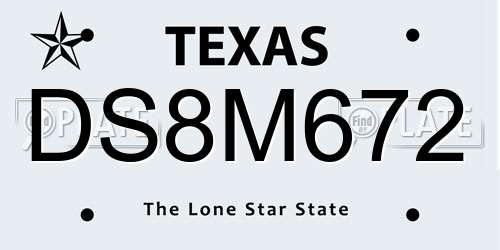DS8M672 Texas License Plate