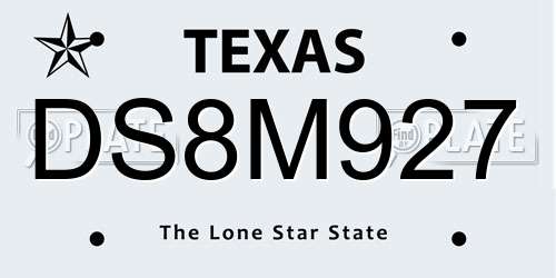 DS8M927 Texas License Plate