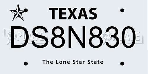 DS8N830 Texas License Plate