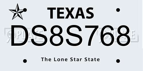 DS8S768 Texas License Plate