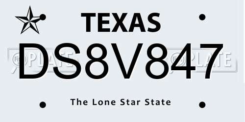 DS8V847 Texas License Plate