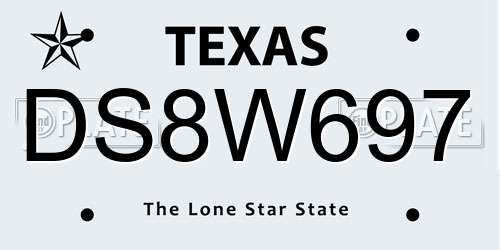 DS8W697 Texas License Plate