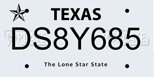 DS8Y685 Texas License Plate