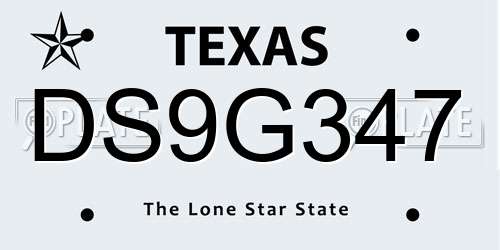DS9G347 Texas License Plate