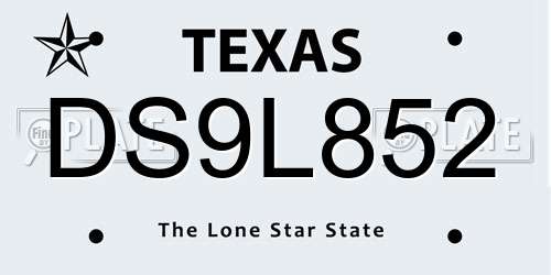 DS9L852 Texas License Plate