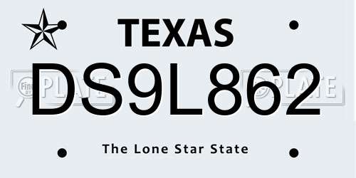 DS9L862 Texas License Plate