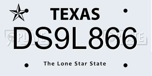 DS9L866 Texas License Plate
