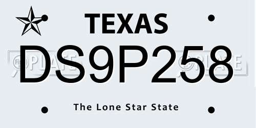 DS9P258 Texas License Plate