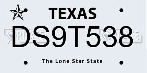 DS9T538 Texas License Plate