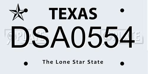 DSA0554 Texas License Plate