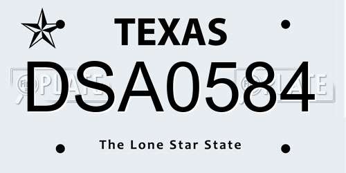 DSA0584 Texas License Plate