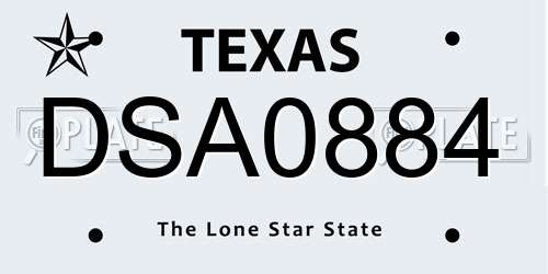 DSA0884 Texas License Plate