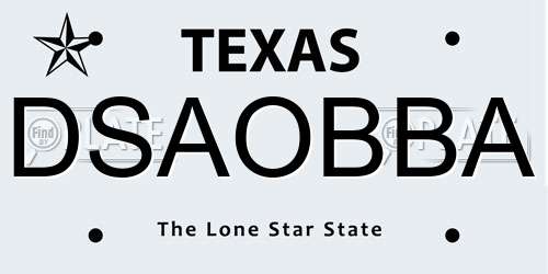 DSAOBBA Texas License Plate