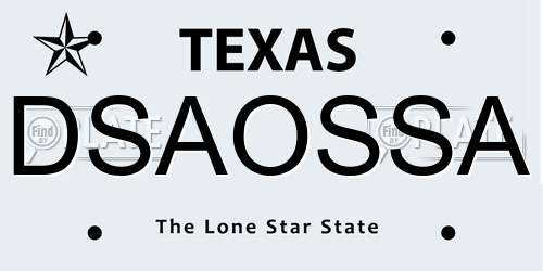 DSAOSSA Texas License Plate