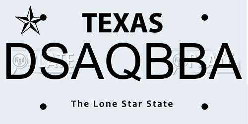 DSAQBBA Texas License Plate