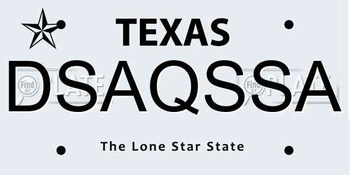 DSAQSSA Texas License Plate