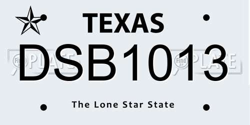 DSB1013 Texas License Plate