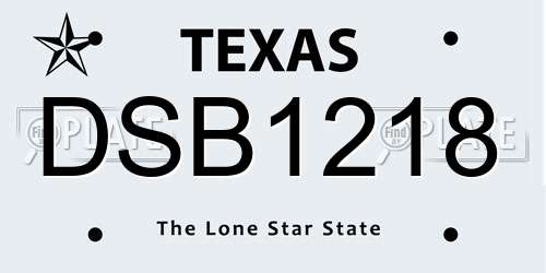 DSB1218 Texas License Plate