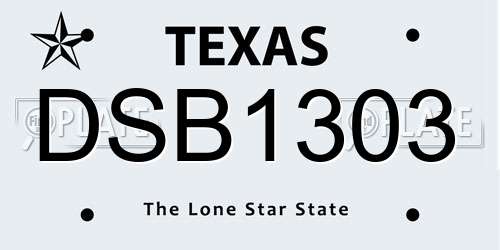 DSB1303 Texas License Plate