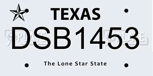 DSB1453 Texas License Plate