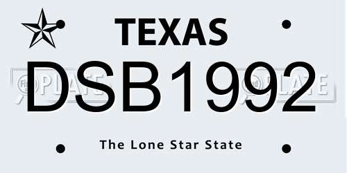 DSB1992 Texas License Plate