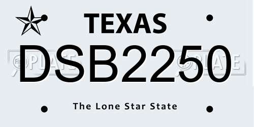 DSB2250 Texas License Plate