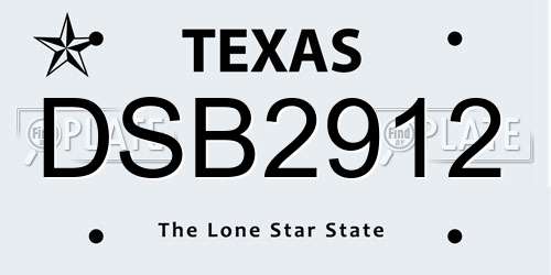 DSB2912 Texas License Plate