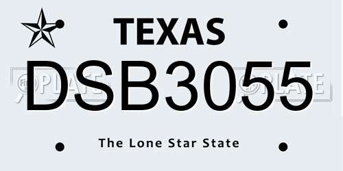 DSB3055 Texas License Plate