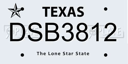 DSB3812 Texas License Plate