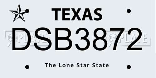 DSB3872 Texas License Plate
