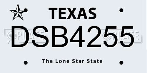 DSB4255 Texas License Plate