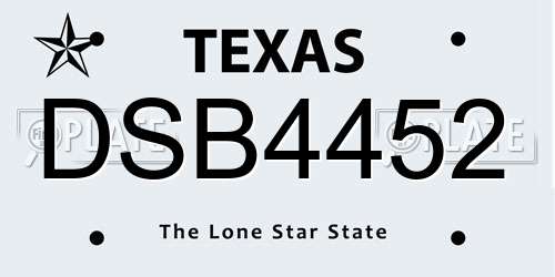 DSB4452 Texas License Plate