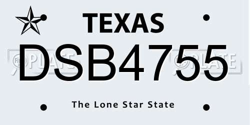 DSB4755 Texas License Plate