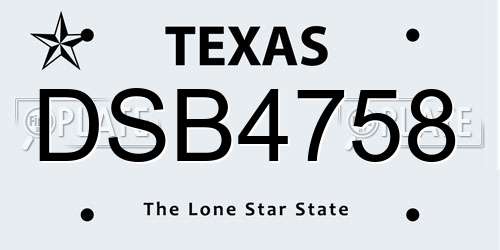 DSB4758 Texas License Plate