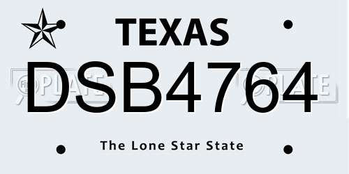 DSB4764 Texas License Plate